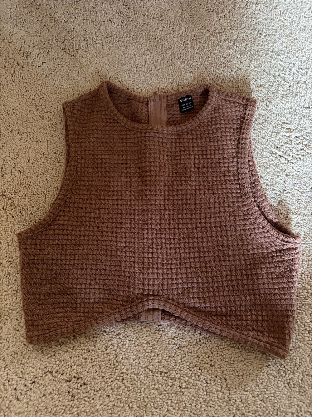 SHEIN Textured Brown Crop Tank Top